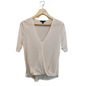 Banana Republic White Deep V-Neck Wrap Top, Size - Small